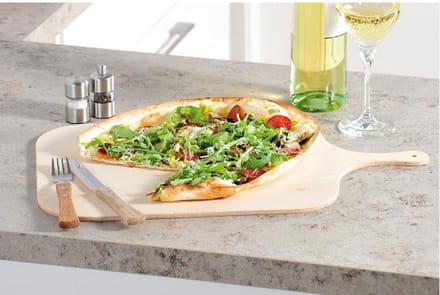 FSC®  Houten Pizzaschep met Handgreep | Pizzaspatel | Broodschep | Pizza schep vierkant | Afm. 38 x 32 x 0,8 Cm.