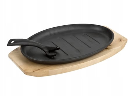 Gietijzeren Grillpan met Houten Plank - 27cm