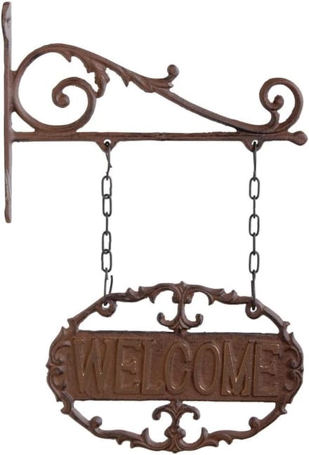 Gietijzeren Huisnummerbord 'Welcome' voor Buitenmuur