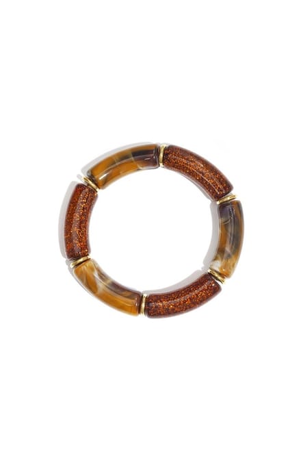 Bijoutheek Armband (Sieraad) Retro Statement Grote Kralen Dark Brown