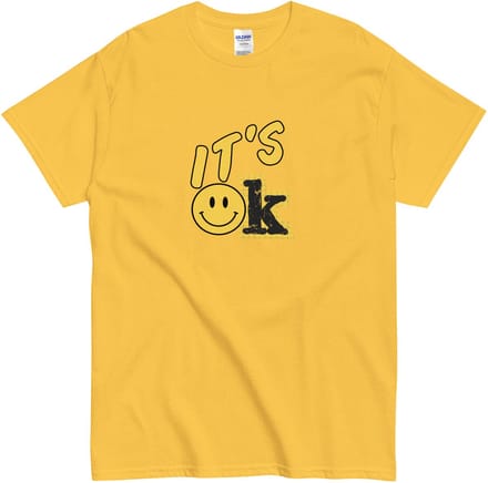 Heren en Dames T-shirt - Statement It's Ok - Smiley Design - Grijs - M
