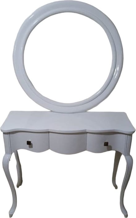 Barok ronde spiegel console wit