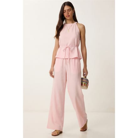 Hoge Taille Halter Nek Twee-Delige Coördinatie Set