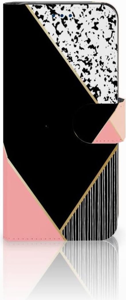 Samsung Galaxy S8 Book Case Zwart Roze Vormen
