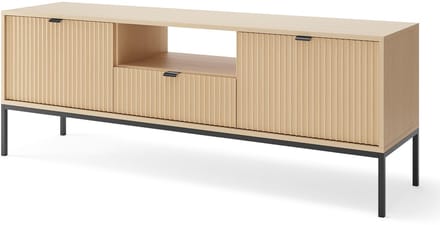Selsey Vellore – TV-lowboard met lade en zwart frame, Eiken Vicenza-look, 154 c