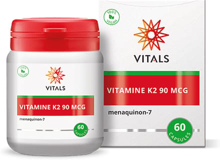 Vitals Vitamine K2 90 mcg - 60 capsules. K2 in de superieure vorm van menaquinon-7 (MK-7).