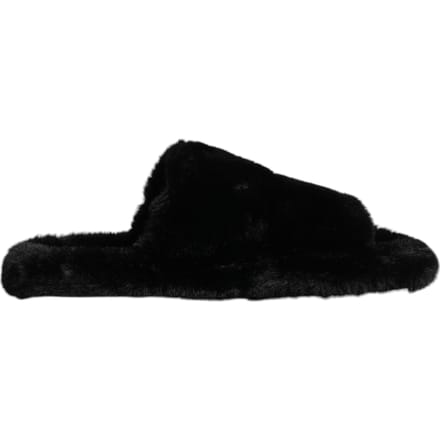 Dolce & Gabbana Zwarte Polyester Fluwelen Slip-On Slipperschoenen