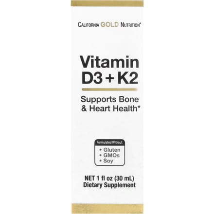 California Gold Nutrition, Vitamine D3 en K2, 25 mcg (1.000 IE), 1 fl oz (30 ml)