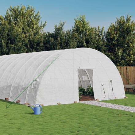 vidaXL - Tuinkas - met - stalen - frame - 144 - m² - 24x6x2,85 - m - wit
