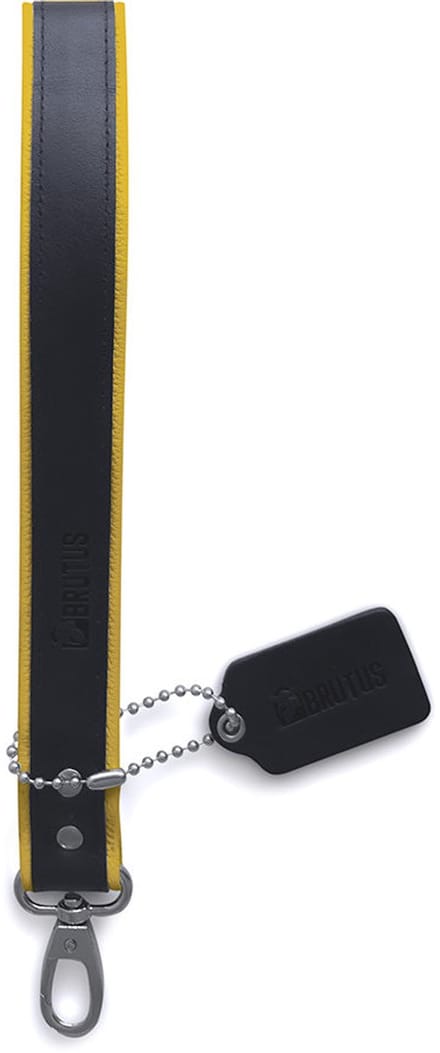 Brutus - Korte Lederen Bondage Leash - Zwart/Geel