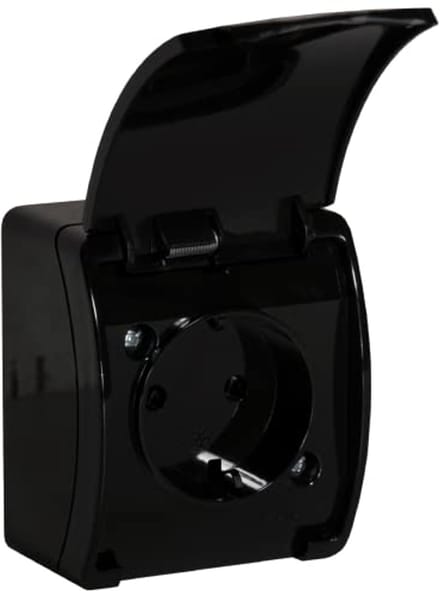 Stopcontact 2x2P+Z Schuko IP44 - Zwart