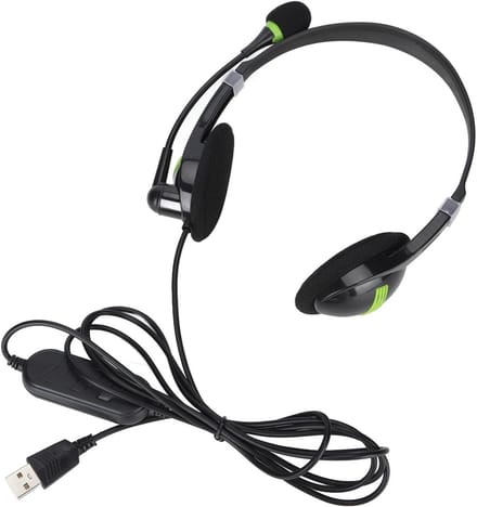 Bedrade Headset - Kantoor Koptelefoon - Klantenservice Gesprekken - Draaibare Microfoon - Over-ear - Zwart