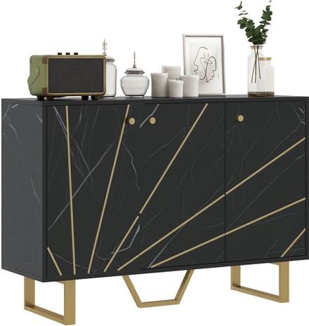HOMCOM Dressoir - Spaanplaat - 107x35x75cm - Zwart