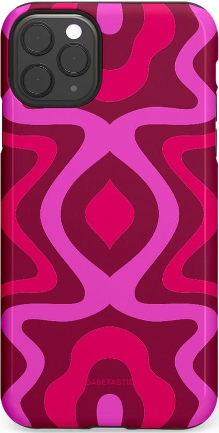 Casetastic hoesje geschikt voor Apple iPhone 11 Pro Max - Dubbellaagse bescherming - Retro golf - Fashion Case - Roze Bordeaux Wit