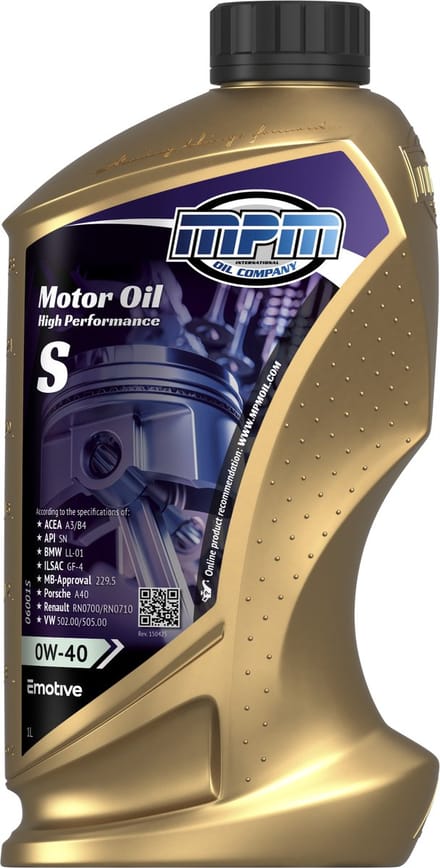 MPM Motorolie 0w40 high performance street - 1 liter
