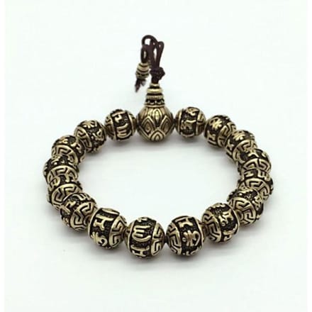 Retro Vintage Tibetaans Zilver Boeddhisme Mantra's Armband Mannen Amulet Zes Woorden Om Mani Padme Hum Lotus Kralen Armband Voor Vrouwen Beads 15mm