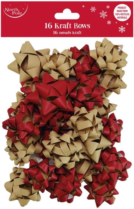 Cadeauversiering - Moderne kraft strikjes voor kerstmis - 16 stuks