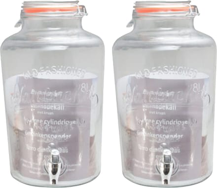 Svenska living Limonade/drankdispenser - 2x - 8L - glas - 18 x 37 cm