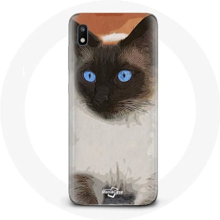 Hoesje voor Samsung Galaxy A10 Siamese Zwart-Wit Blauwe Ogen