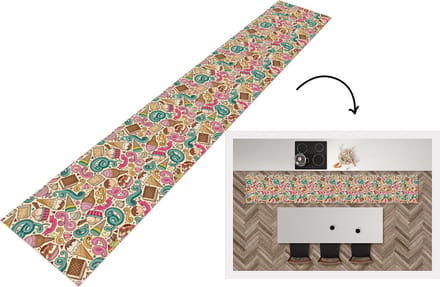 Keukenloper - Loper keuken - Patroon - Wafel - IJs - 300x50 cm - Keukenloper vinyl