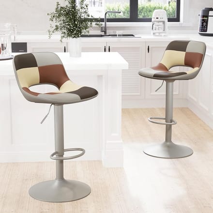 Set van 2 Design Barkrukken met Rugleuning - verstelbaar 44x49x80 cm – Draaibare - Medahomestore