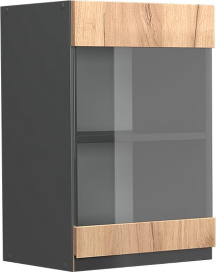 Vicco R-Line Glazen keukenkast – 40 cm J-vorm Krachtige eik goud