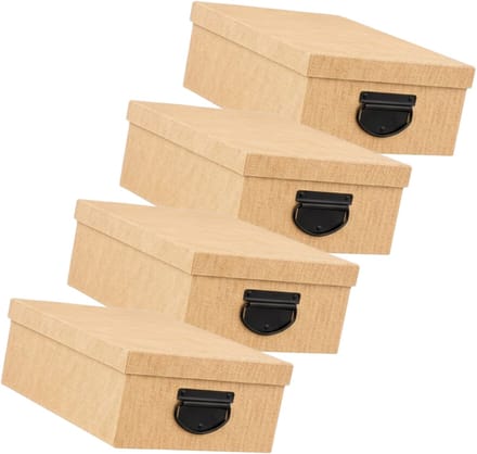 5Five Spullen Opbergdoos box - 4x - goudgeel - 28 x 20 x 11 cm - Karton - Diverse toepassingen - Opslagbox - Fivebox