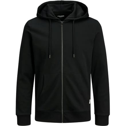 JACK & JONES Basic sweat zip hood slim fit - heren sweatvest katoenmengsel met capuchon - zwart