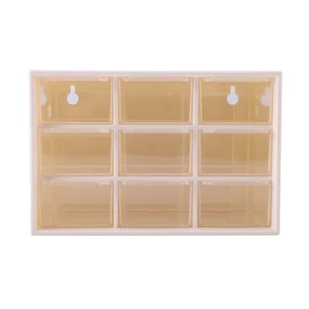 Mini Tiroirs Portables en Plastique à 9 Compartiments Boîte de Rangement pour Bijoux Cosmétiques Blanc blanc