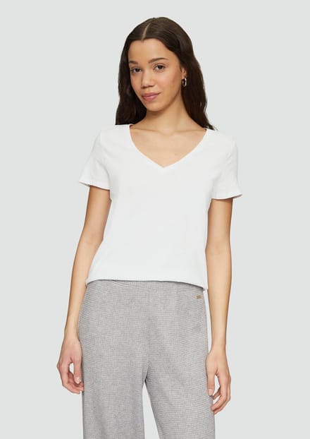 Q/S designed by - T-shirt - Maat XS - Vrouwen - wit - katoen