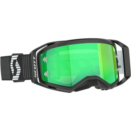 Merkloze crossbril, zwart met reflecterende groene en heldere lens