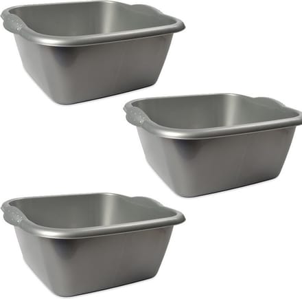 Hega Hogar Afwasteil - 5x - rechthoek - zilver - 3L - 25 x 23 x 10 cm - afwasbak