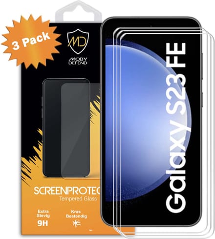 3-Pack MobyDefend Screenprotectors - Geschikt voor Samsung Galaxy S23 FE - Case-Friendly Screensavers - Gehard Glas