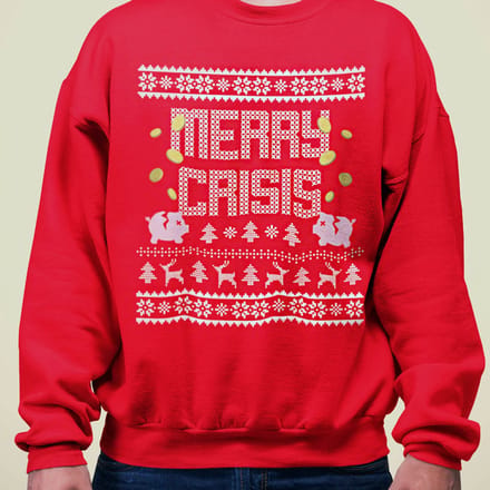 Foute Kerst Trui Rood Merry Crisis Piggybank M