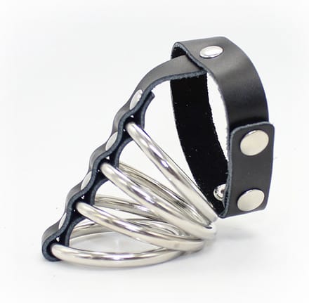 vscnovelty® Chastity Cage Device - kuisheidskooi - metalen ring - PU leer - zwart