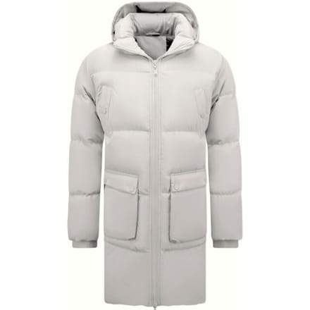 Winterjassen Heren Lang - Gewatteerde Jassen - Puffer Jas Heren met Afritsbare Capuchon - 3361 - Beige