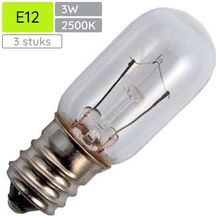 Signaallamp E12 6V 3W - 500 mAh - 3 stuks - T16 Gloeilamp Ø16mm - 45mm - 2500K - Dimbaar