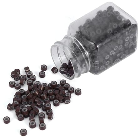 500 STKS Fles Professionele Silicone Gevoerde Link Ringen Kralen Gereedschap Voor Hairextensions(Bruin) gray