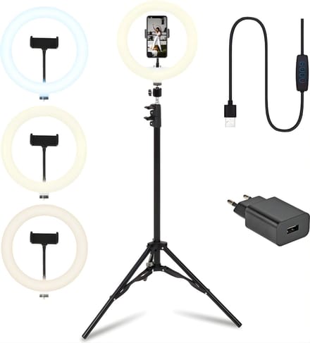 DnA® Ringlamp - Ring Light - Ringlamp Met Statief - Zwart - 26cm x 26cm x 186cm