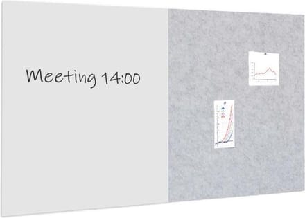 Whiteboard prikbord pakket 100x200 cm - 1 whiteboard + 1 akoestisch paneel - Lichtgrijs