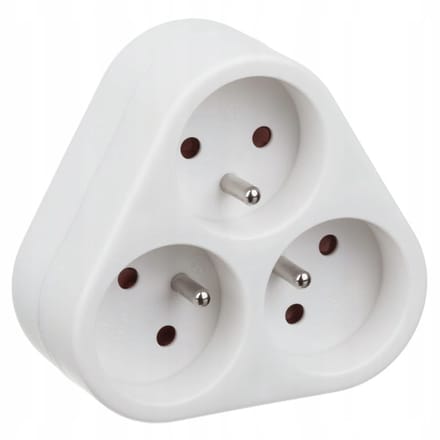 Duwi - Drievoudige Verdeelstekker - 3x2P+Z - Driehoekig - Wit