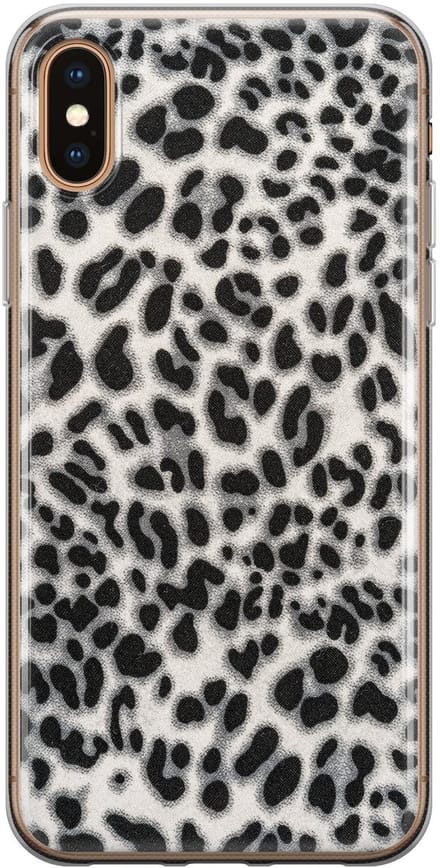 Leuke Telefoonhoesjes - Hoesje geschikt voor iPhone Xs Max - Luipaard grijs - Soft case - TPU - Luipaardprint - Grijs