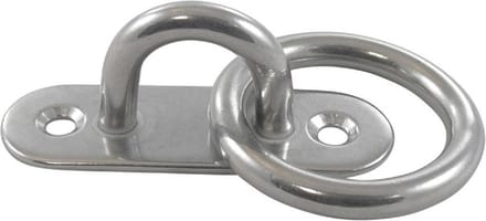 RVS Bevestigingsplaat met ring en langwerpige grondplaat - 45x15 mm