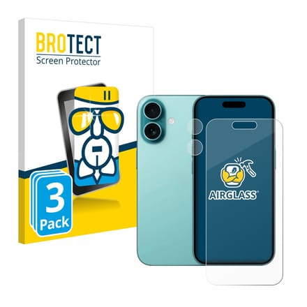 Screenprotector 3 Stuks voor Apple iPhone 16 (Voor+Camera) Beschermglas transparant