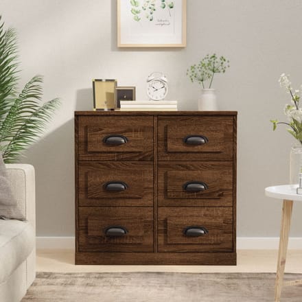 vidaXL - Dressoir - 70x35,5x67,5 - cm - bewerkt - hout - bruin - eikenkleur