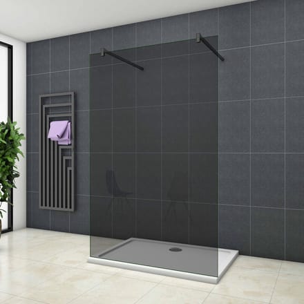 Inloopdouche Vrijstaand Black Dahlia 100x200cm 10mm Rookglas Antikalk Mat Zwart