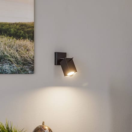 SOLLUX LIGHTING Wandspot Square, zwart, 1-lamp