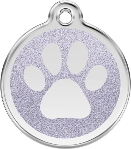 Red Dingo Hondenpenning 38 mm pootje glitter zilverkleurig