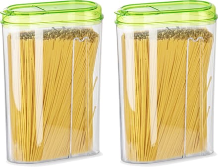 Plasticforte Voedselcontainer strooibus - 2x - groen - 1500 ml - kunststof - voorraadpotten