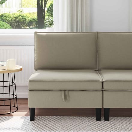 vidaXL - Midden - Sofa - met - Opbergruimte - Zand - Fluweel